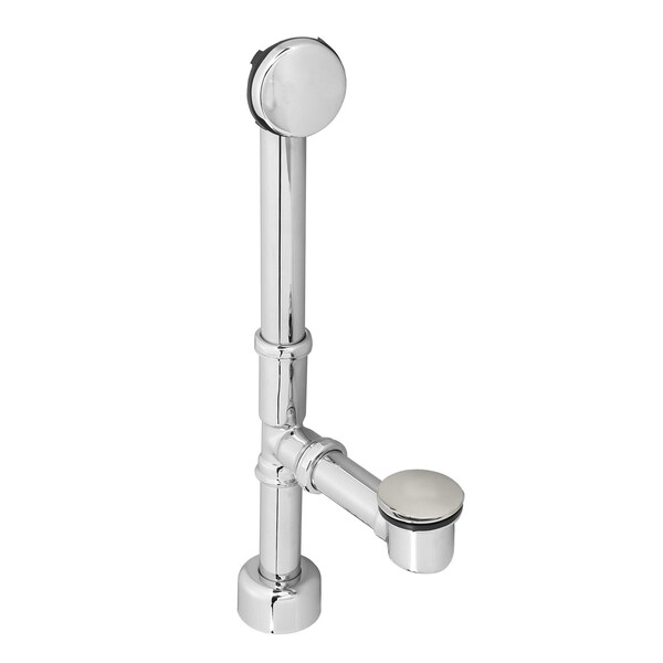 Westbrass Finished European Tip Toe Bath Waste, Hidden Overflow -14" Make-Up, 17 Ga. in Polished Chrome D3251HK-26 - main